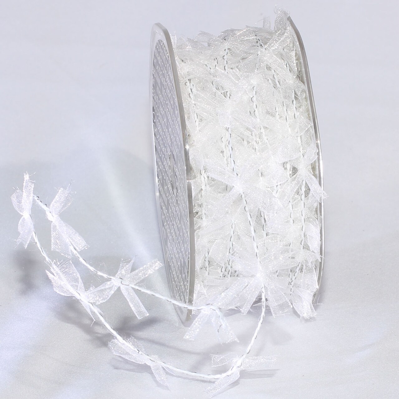 The Ribbon People Sheer White Christmas Wired Craft Ribbon Garland 1" x 27 Yards